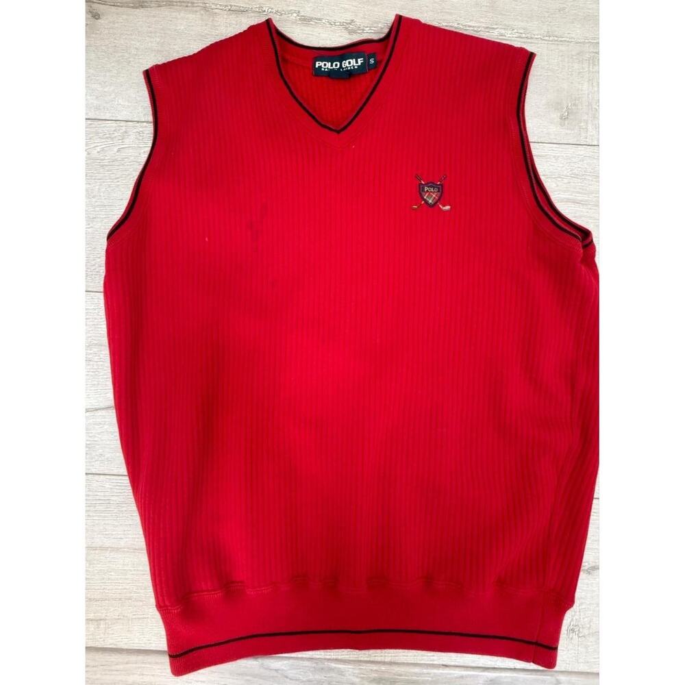 POLO BY RALPH LAUREN COTTON SWEATER VEST, SIZE SMALL